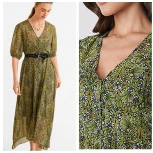 Mango Boho Green Chiffon Maxi Dress